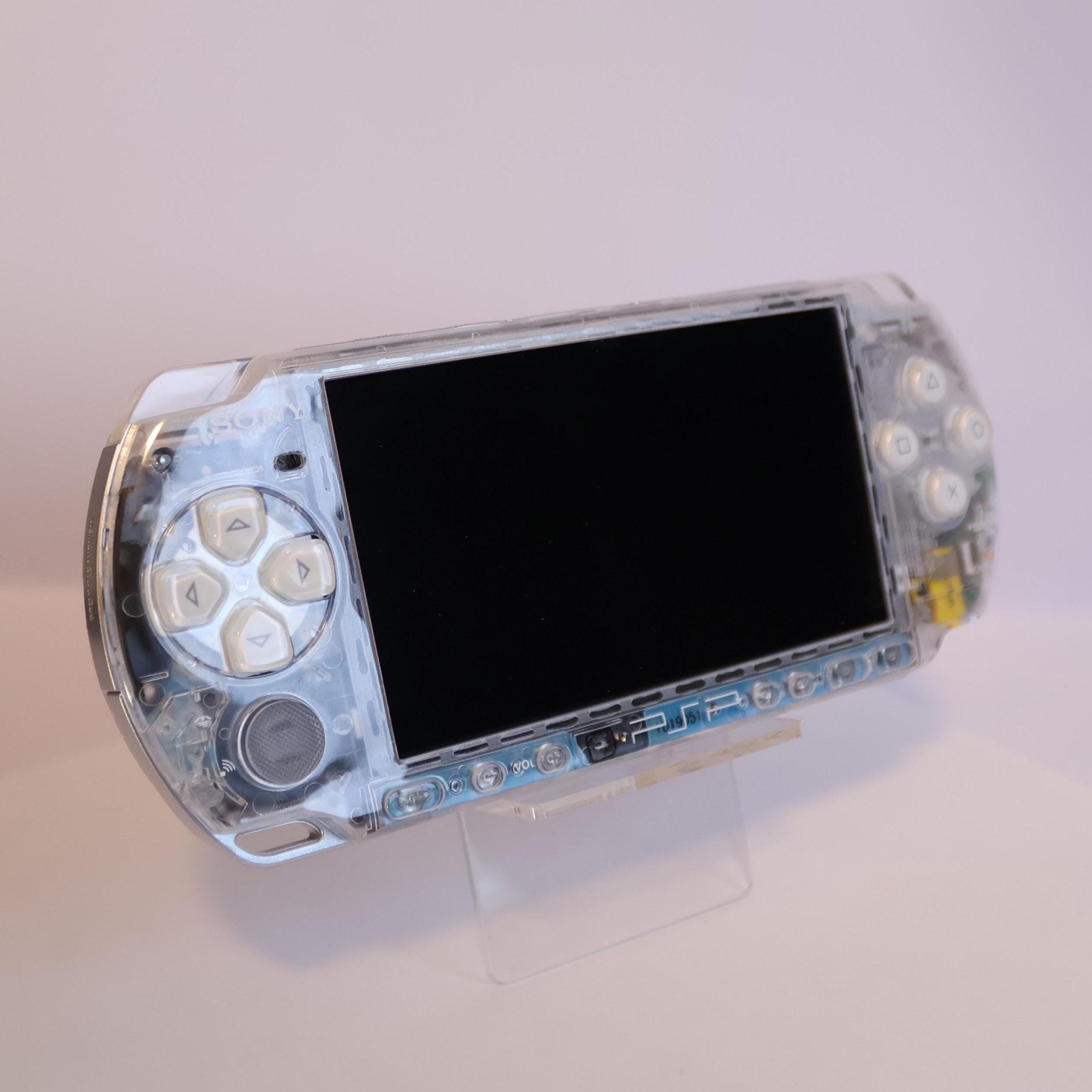 Modded PSP-3000 with New Crystal Case| 128GB Storage, new 1800 mAh battery, travel cases