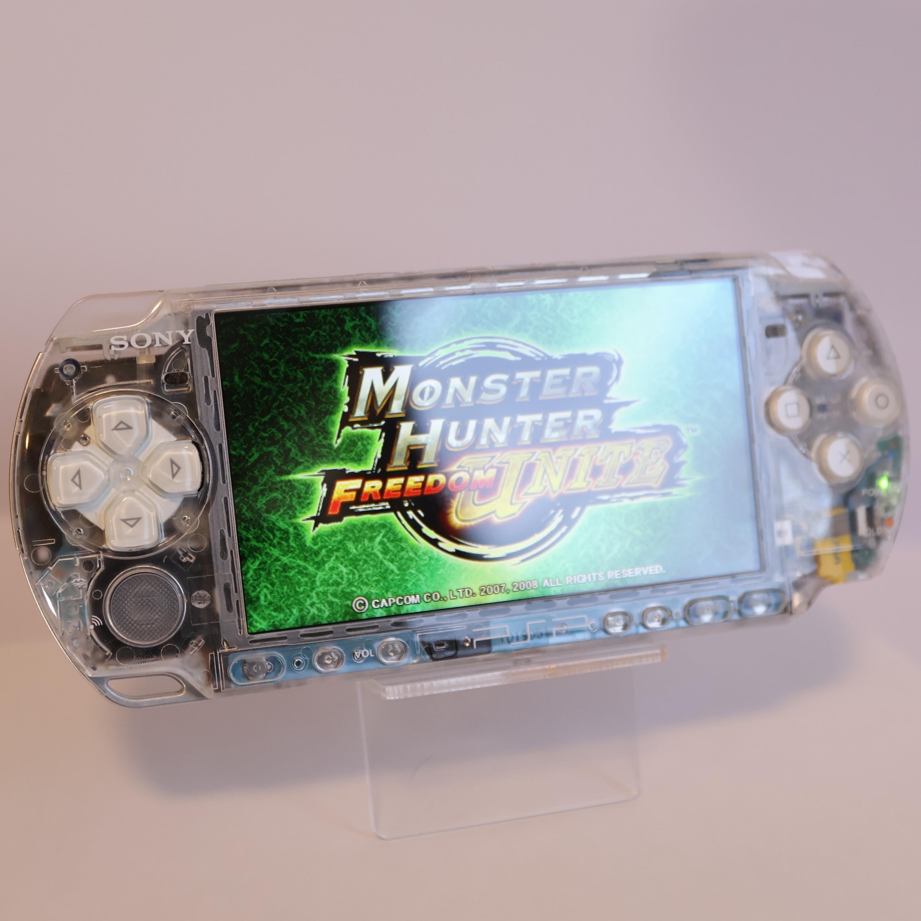 Modded PSP-3000 with New Crystal Case| 128GB Storage, new 1800 mAh battery, travel cases