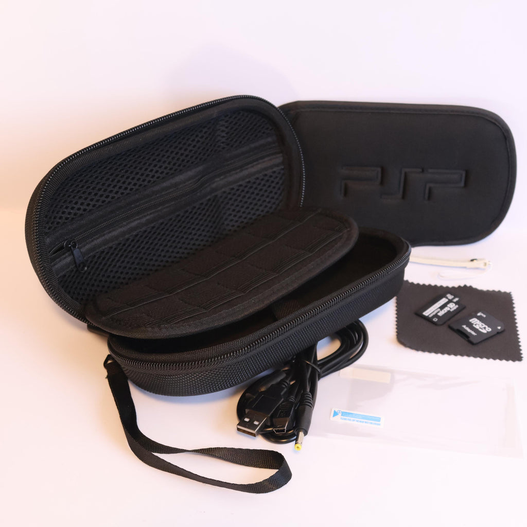 Modded PSP-3000 with Smoky Crystal Case| 128GB Storage, new 1800 mAh battery, travel cases