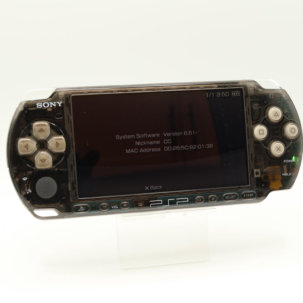 Modded PSP-3000 with Smoky Crystal Case| 128GB Storage, new 1800 mAh battery, travel cases